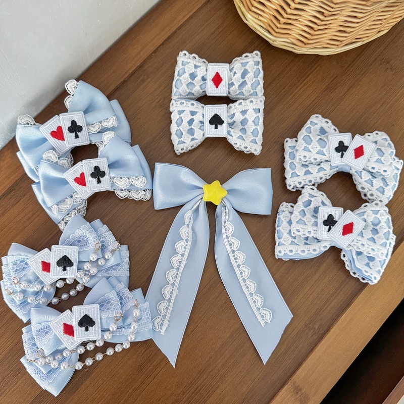 Cute Blue Lace Satin Bow Hair  - огляд і ціна Tassel Fringe Trim