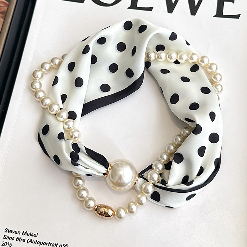 Satin Neck Scarf with Pearls C - огляд і ціна Pearl Trim Chain