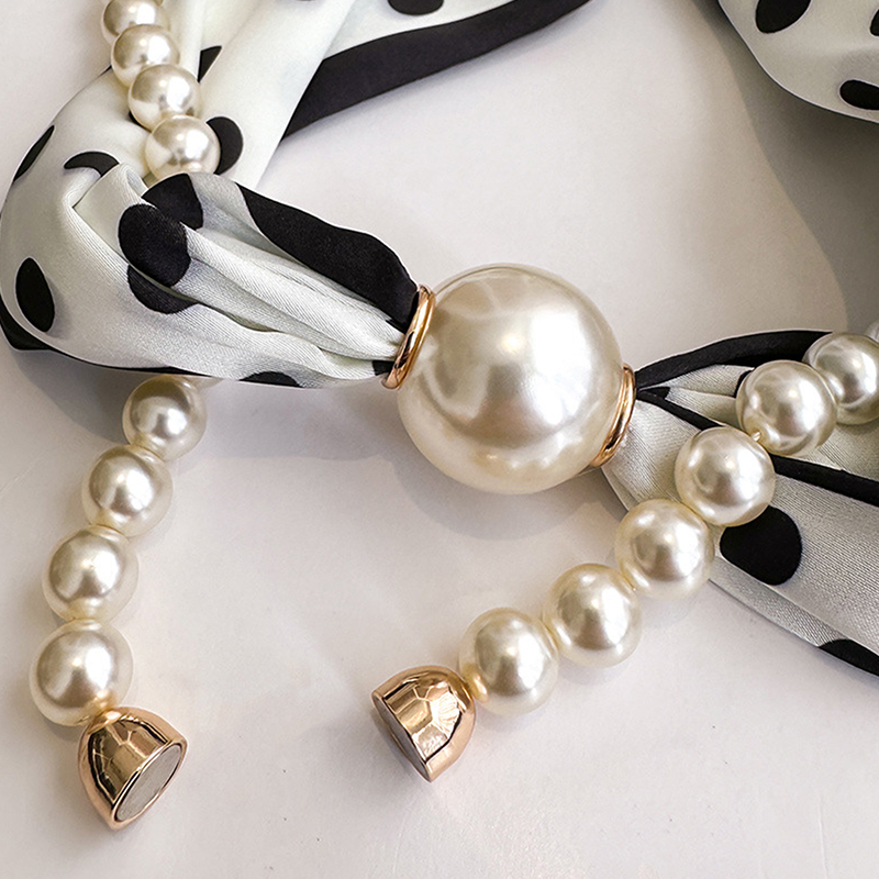 Satin Neck Scarf with Pearls C - огляд і ціна Pearl Trim Chain
