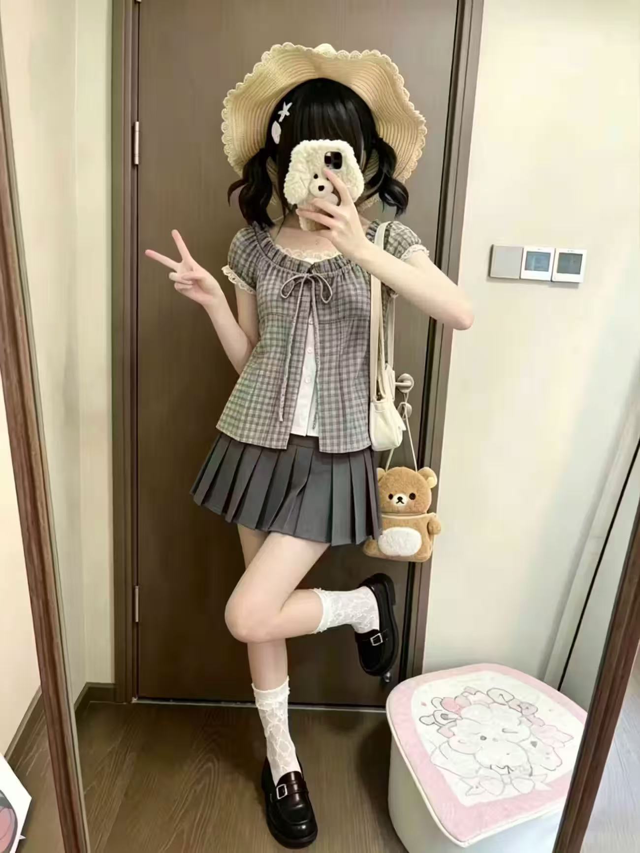 Japanese Vintage Plaid 2 Piece - огляд і ціна Elastic Lace Trim