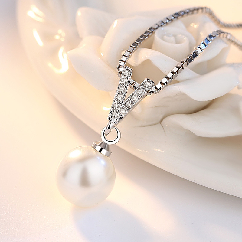 925 Sterling Silver Necklace P - огляд і ціна Pearl Trim Chain