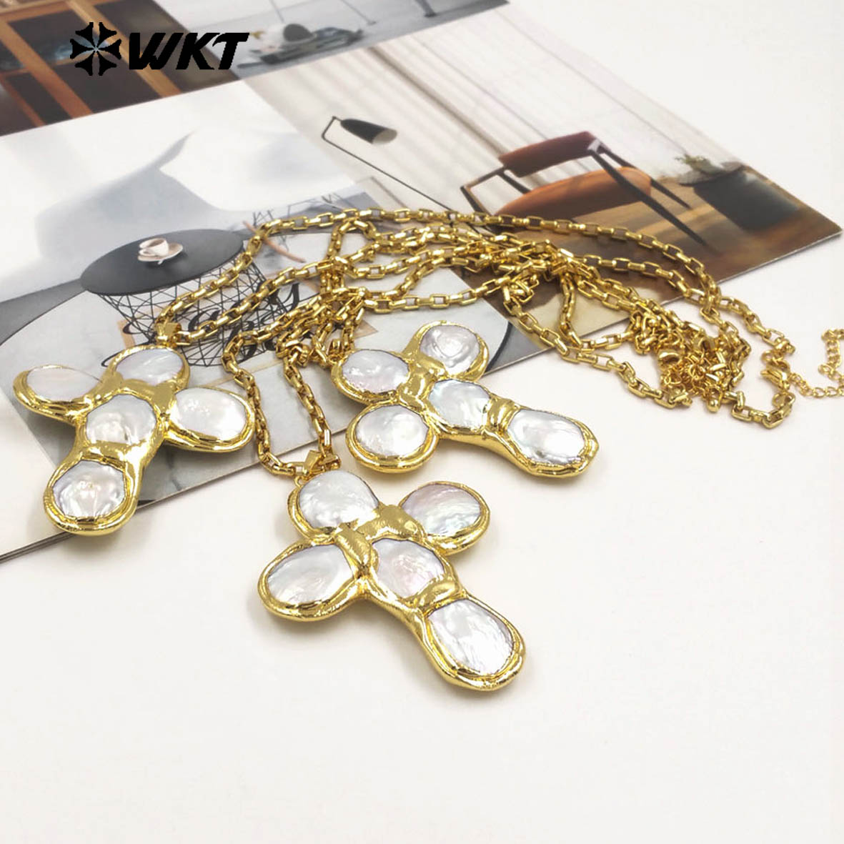 WT-JN349 Newest Design Natural - огляд і ціна Pearl Trim Chain