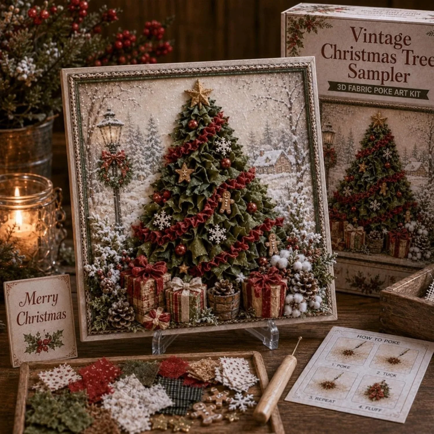Vintage Christmas Fabric Poke  - огляд і ціна Embroidery Craft
